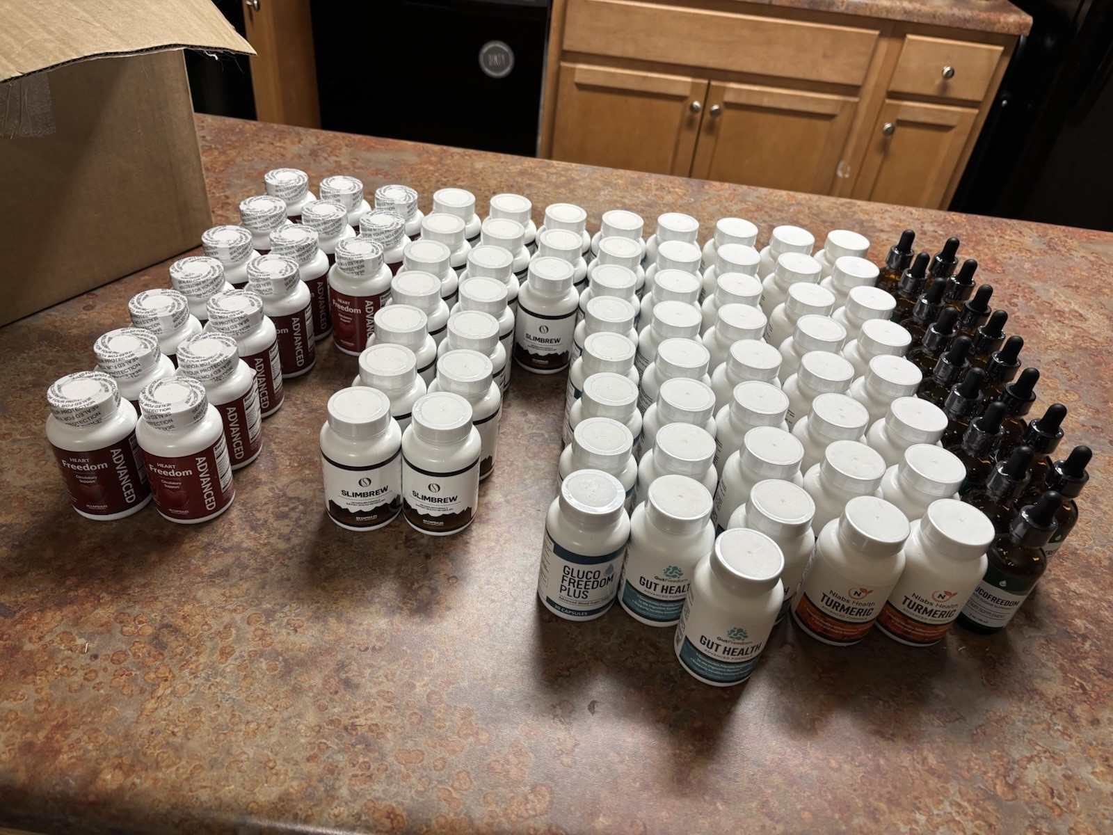 Mixed Lot Supplements: Heart Freedom, SlimBrew, GlucoFreedom, Gut Health, etc
