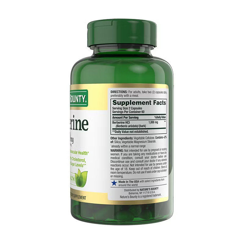 Natures Bounty Berberine 1000mg Capsules 120 Ct Herbal Supplement EXP: 08/2027