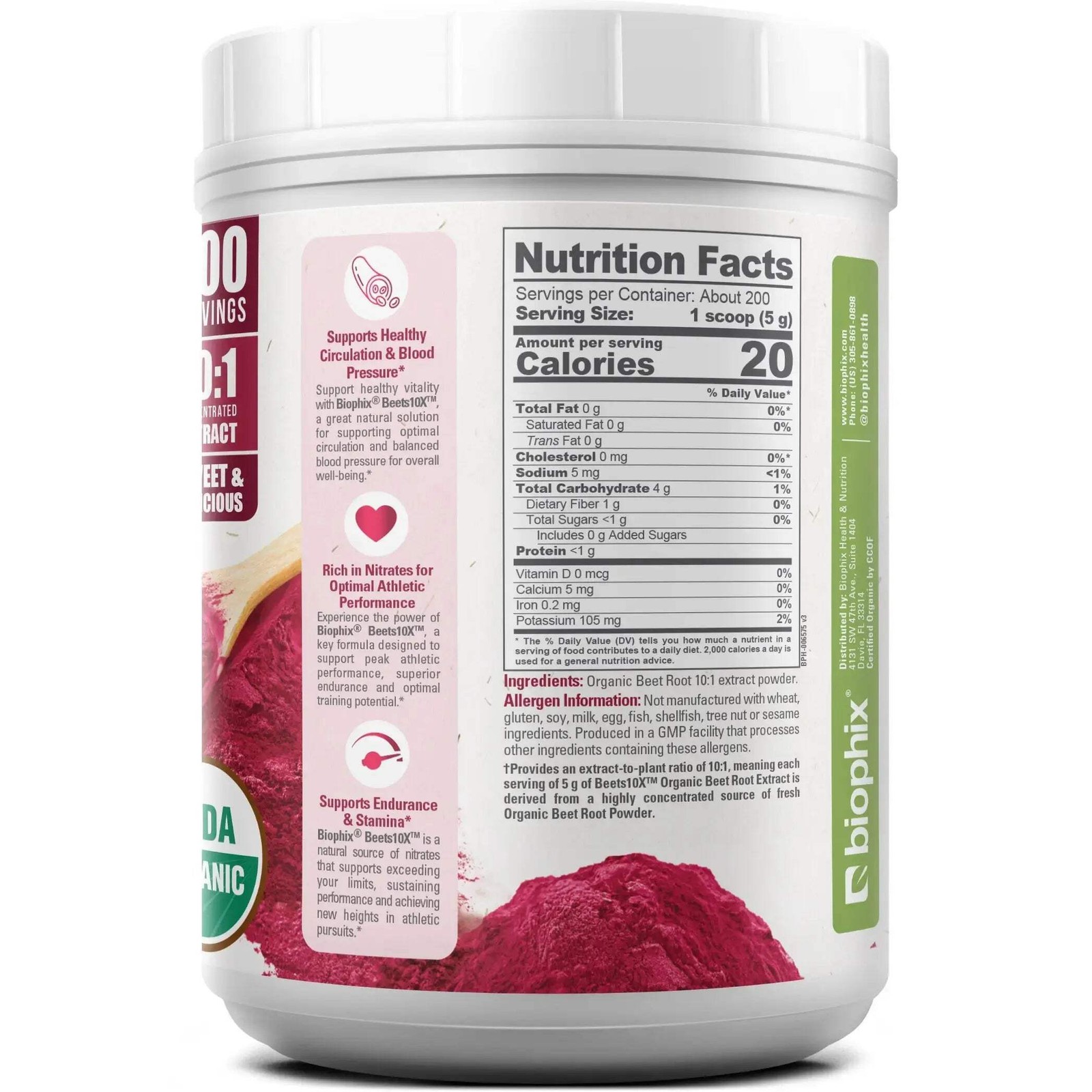 biophix Organic Beets 10X Beet Root Powder 2.2 lb 50000 mg Equivalent