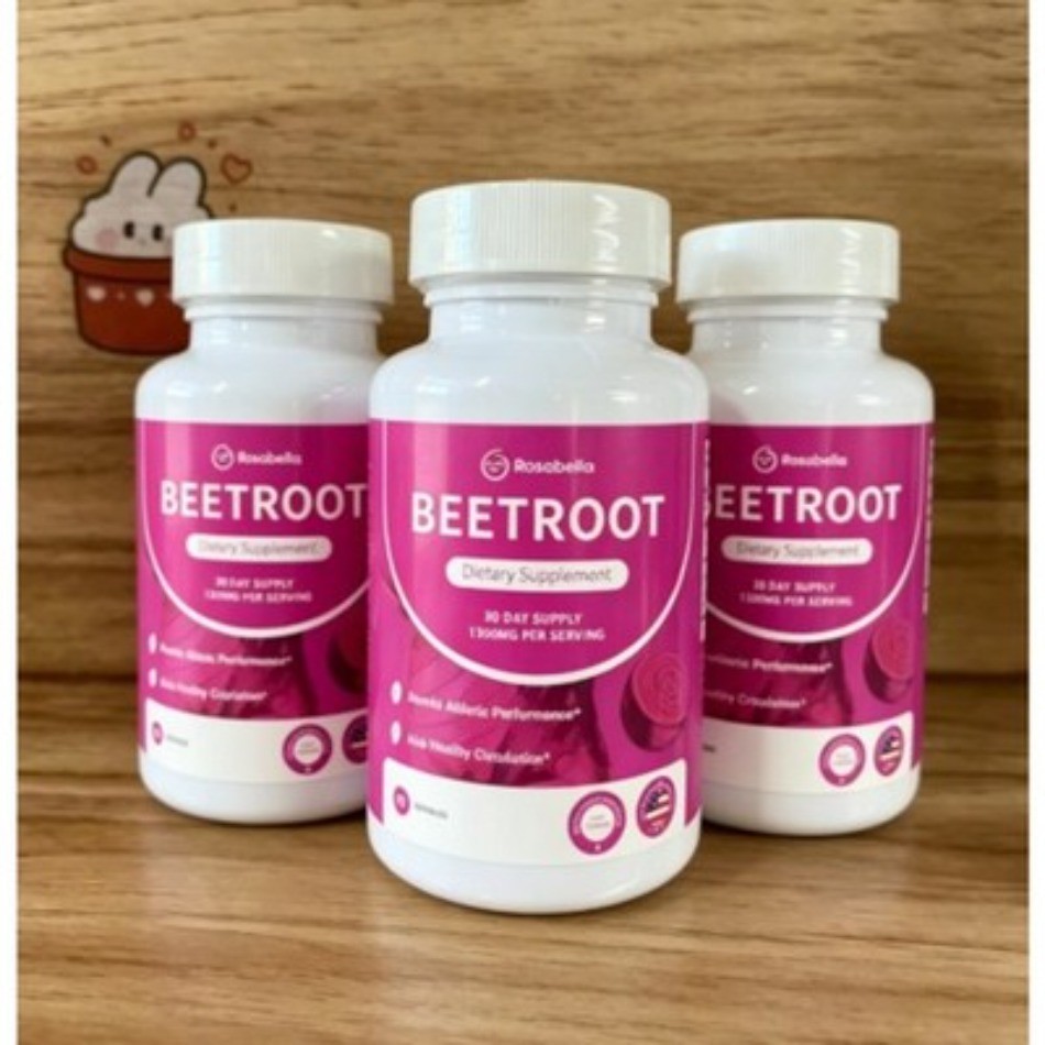 Rosabella Organic Beetroot 1300mg 60 Veggie Capsules Dietary Supplement