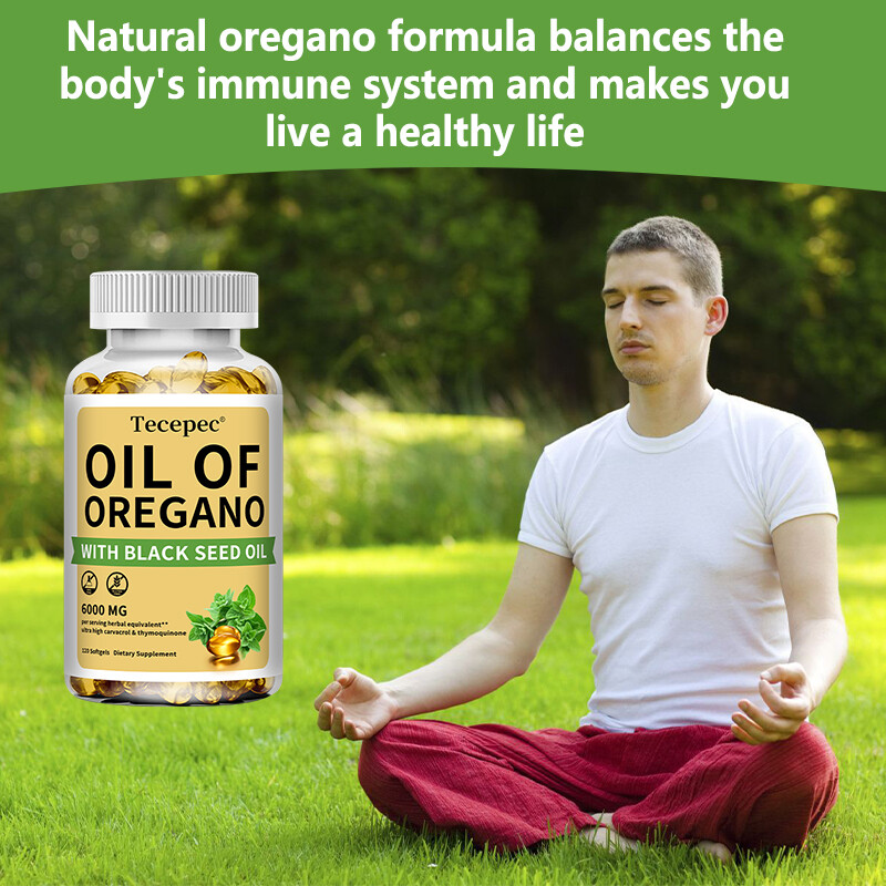 Organic Oil of Oregano Softgels 6000 mg 2 in 1 Black Seed Oil Herbal Supplement