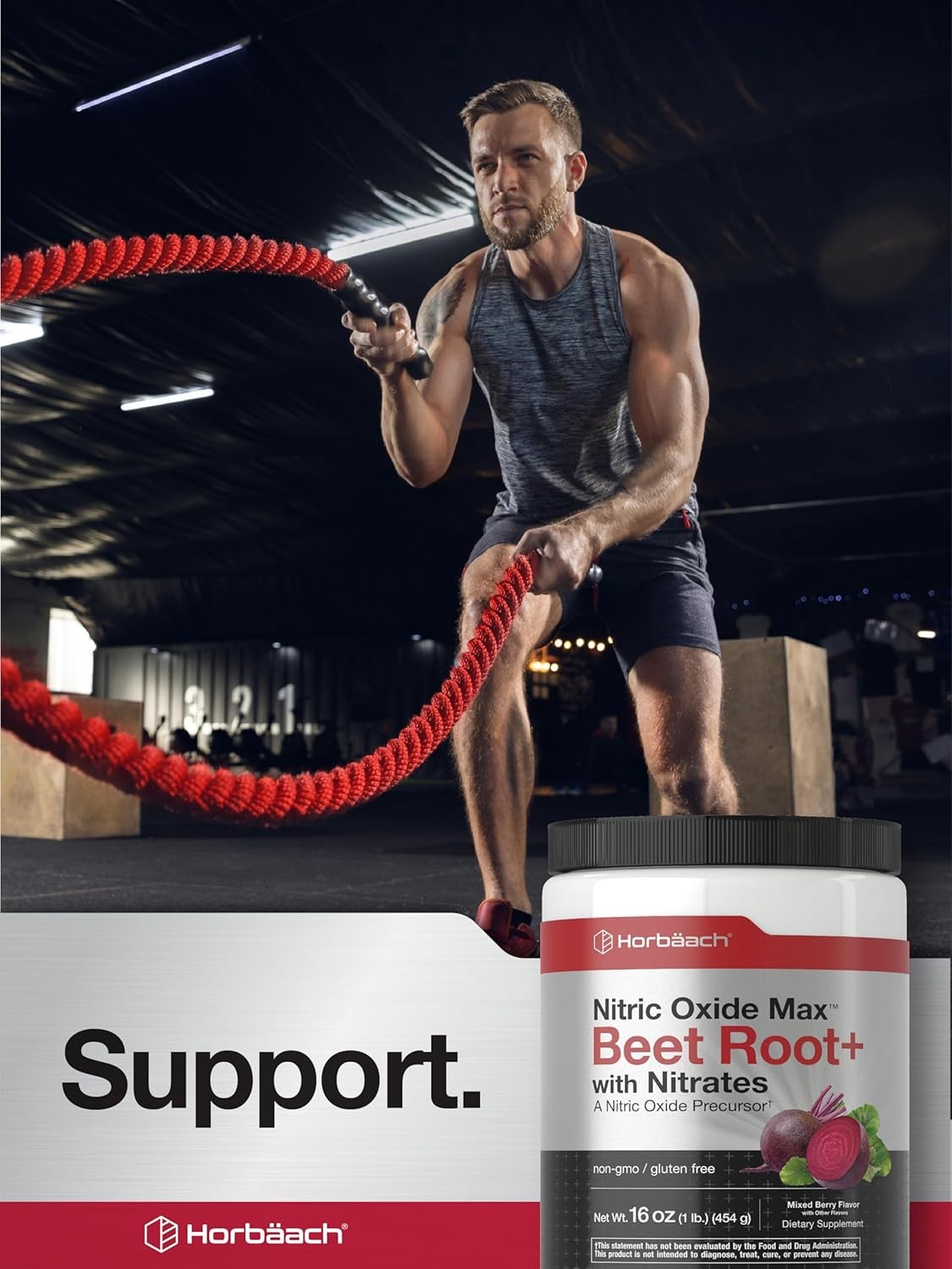 Nitric Oxide Beet Root Powder | 16 oz | Natural Mixed Berry Flavor | by Horbaach