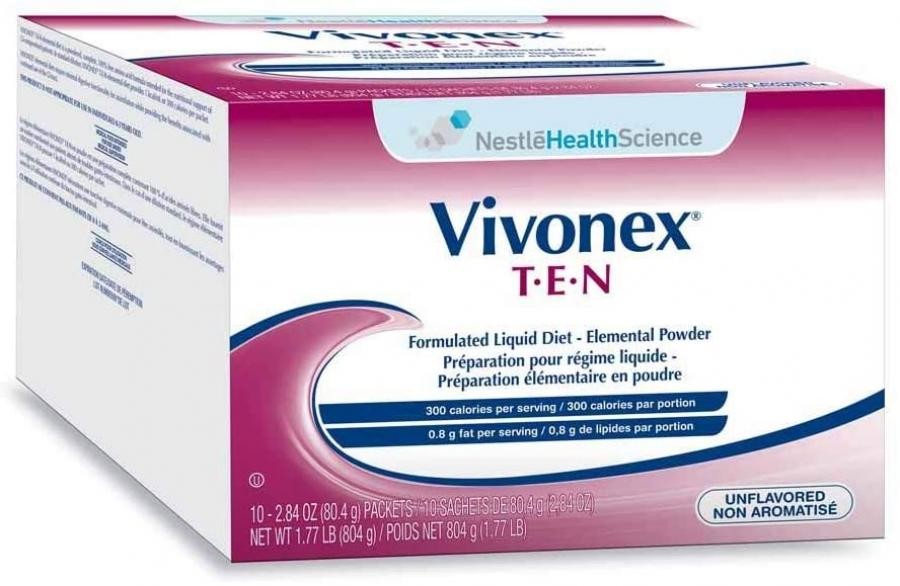 Vivonex T.E.N, Unflavored, 2.84 Oz. Individual Packets, Powder, 10 Count