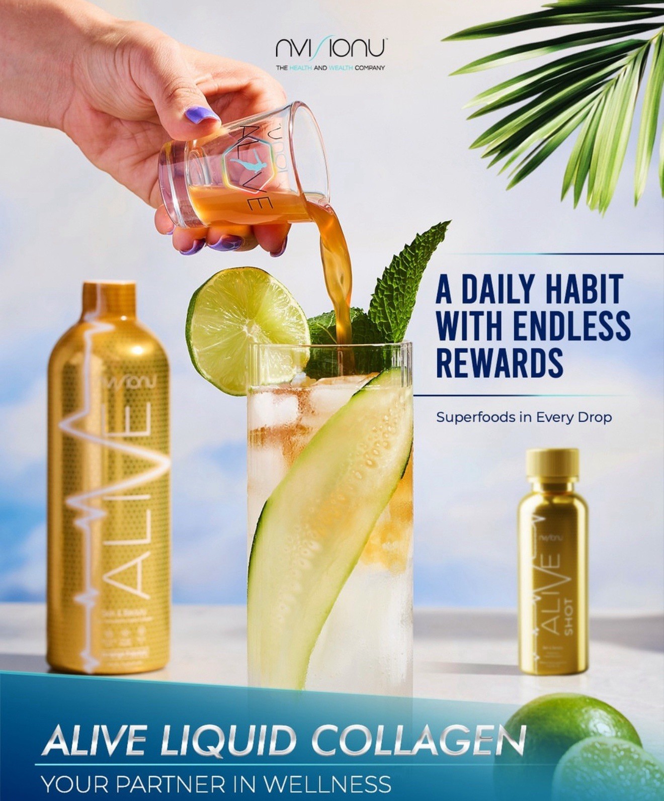 20 servings coffee Alive dietary; 3 shots of Alive Supports daily energy # 4