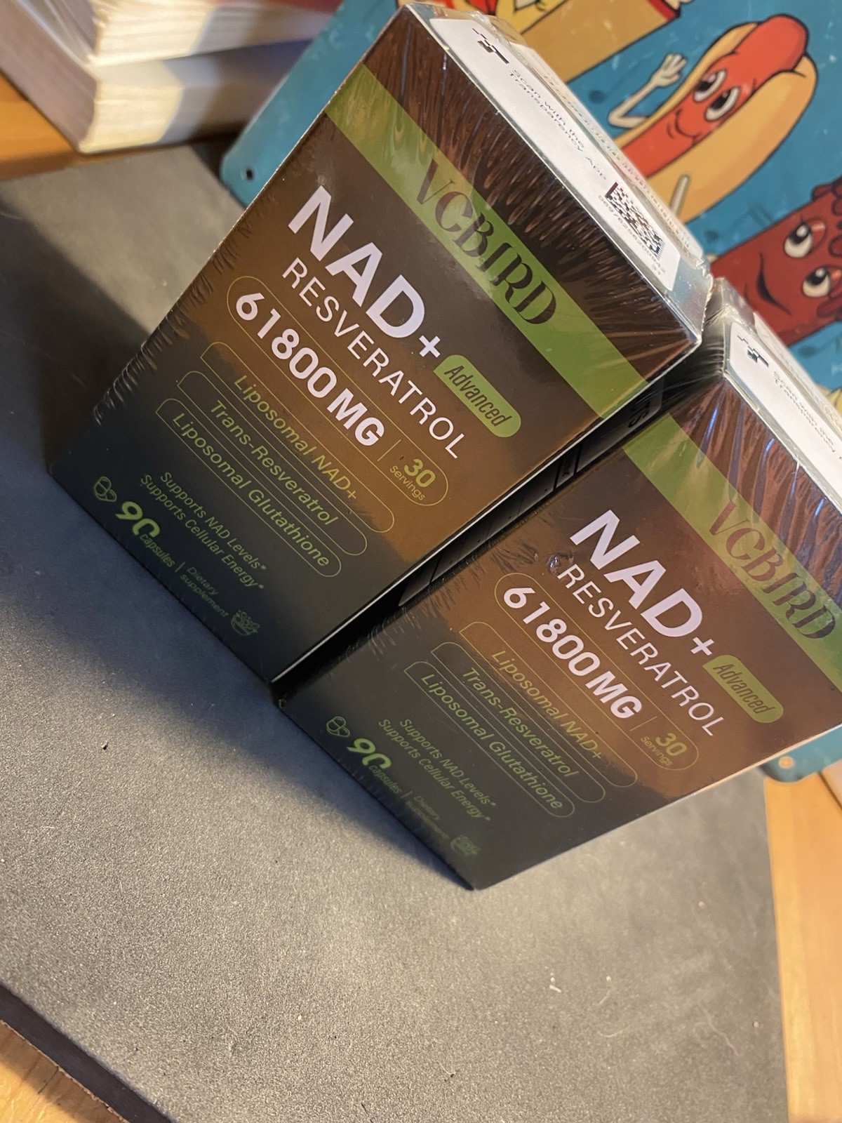 VCBIRD Liposomal NAD+ & Trans-Resveratrol Capsules 90ct 1200mg Gluten-Free Lot 2