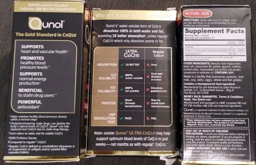 (3) Qunol Ultra CoQ10 100mg 30ct/ea – EXP: 2027 – NEW & Sealed