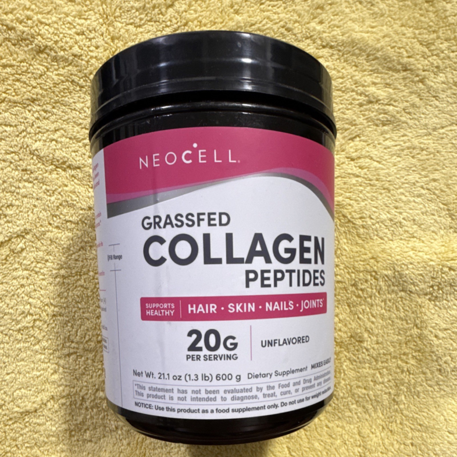 NeoCell Grass Fed Collagen Peptides Unflavored 20g Hair Skin Nails 21.1oz