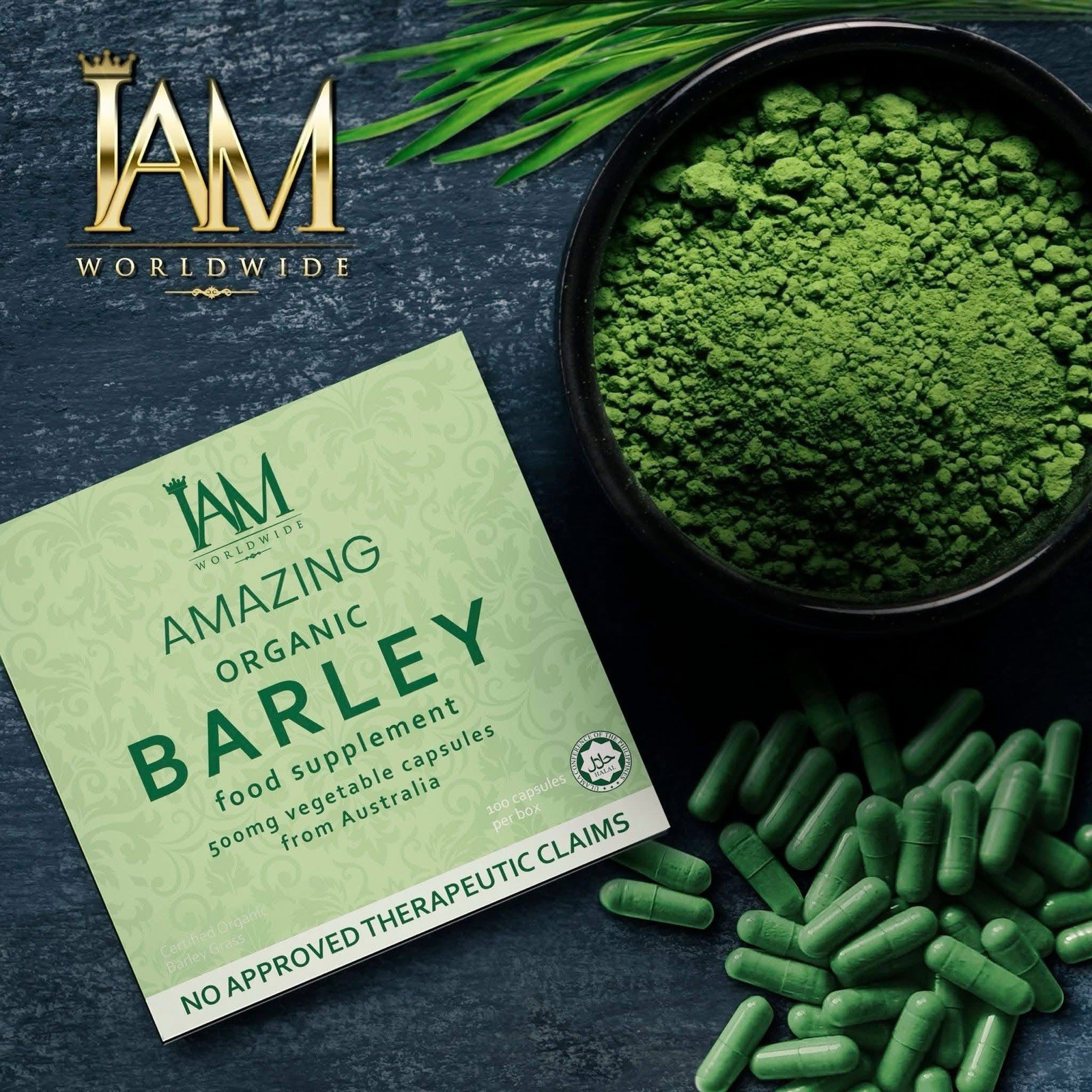IAM Amazing Pure Organic Barley Capsule 100 Capsules 1 Box EXP. 2027