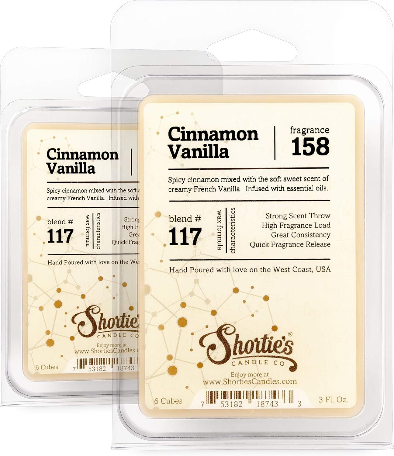 Shortie’s Candle Company Cinnamon Vanilla Wax Melts Multi Pack – Beige