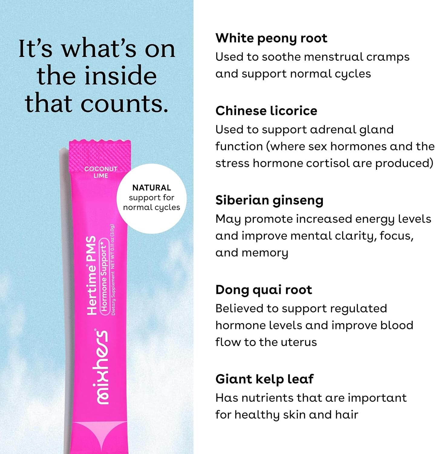 MIXHERS Hertime PMS Hormone Support Supplement, Strawberry Lemonade 15 Pack