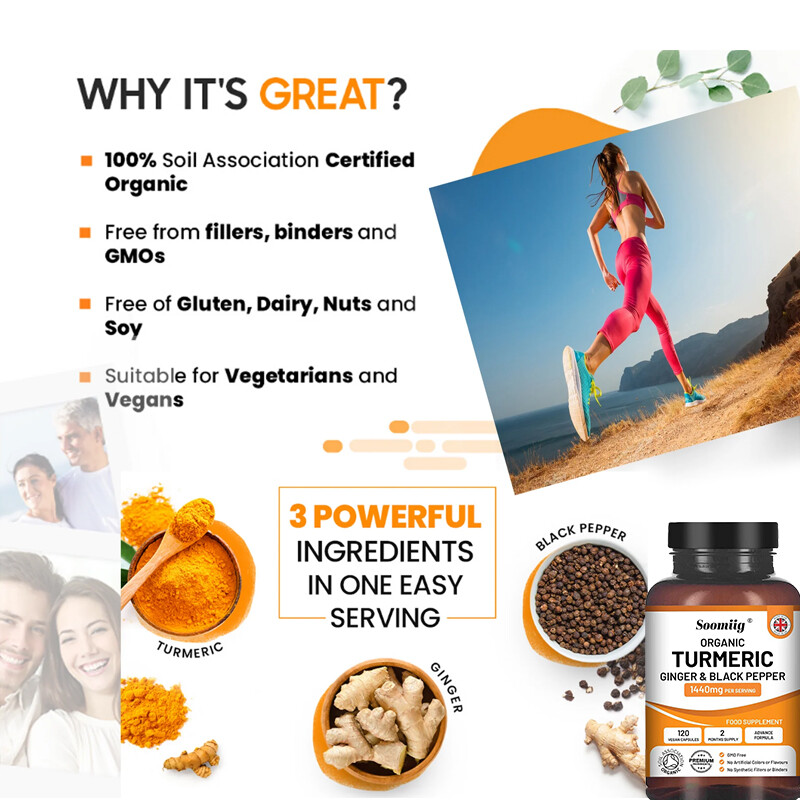 Turmeric Ginger&Black Pepper 1440mg Per Serving Supports Joint And Heart Health