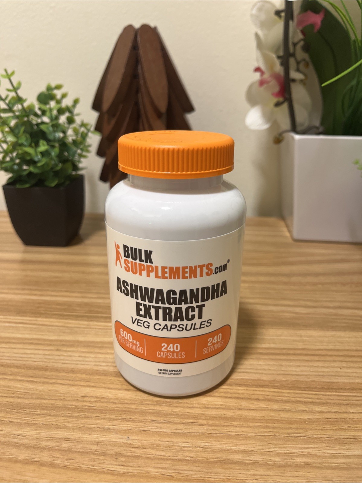 BulkSupplements Ashwagandha Extract Capsules – 600mg per Serving – 240 Capsules