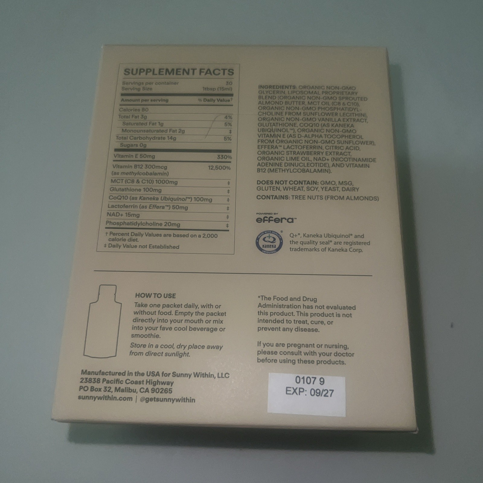 Longevity – Liposomal NAD+ Glutathione Supplement W/Liquid NAD+, Coq10, B12, MCT