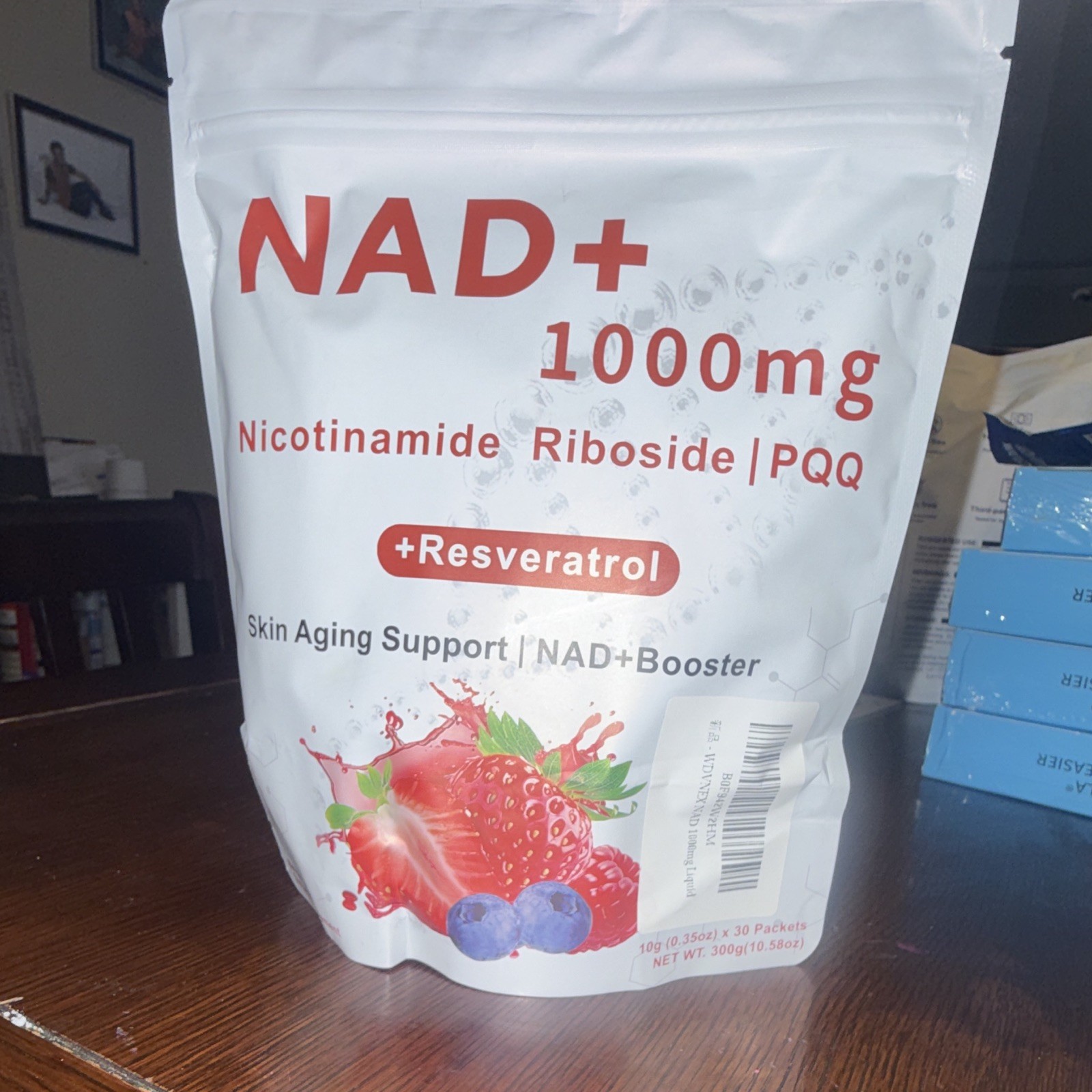 NAD+ 1000mg Powder Nicotinamide Riboside PQQ Resveratrol Skin Aging Support
