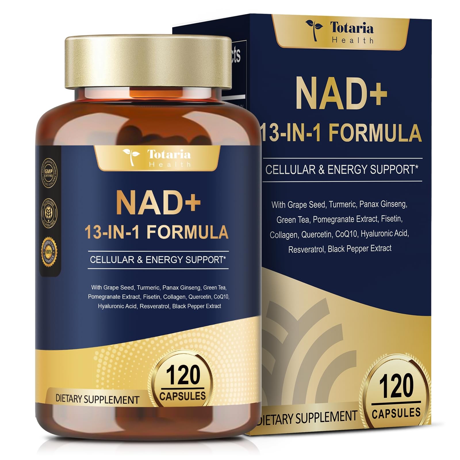 Totaria NAD Supplement for Women Men with nicotinamide 120 Count (Pack of 1)