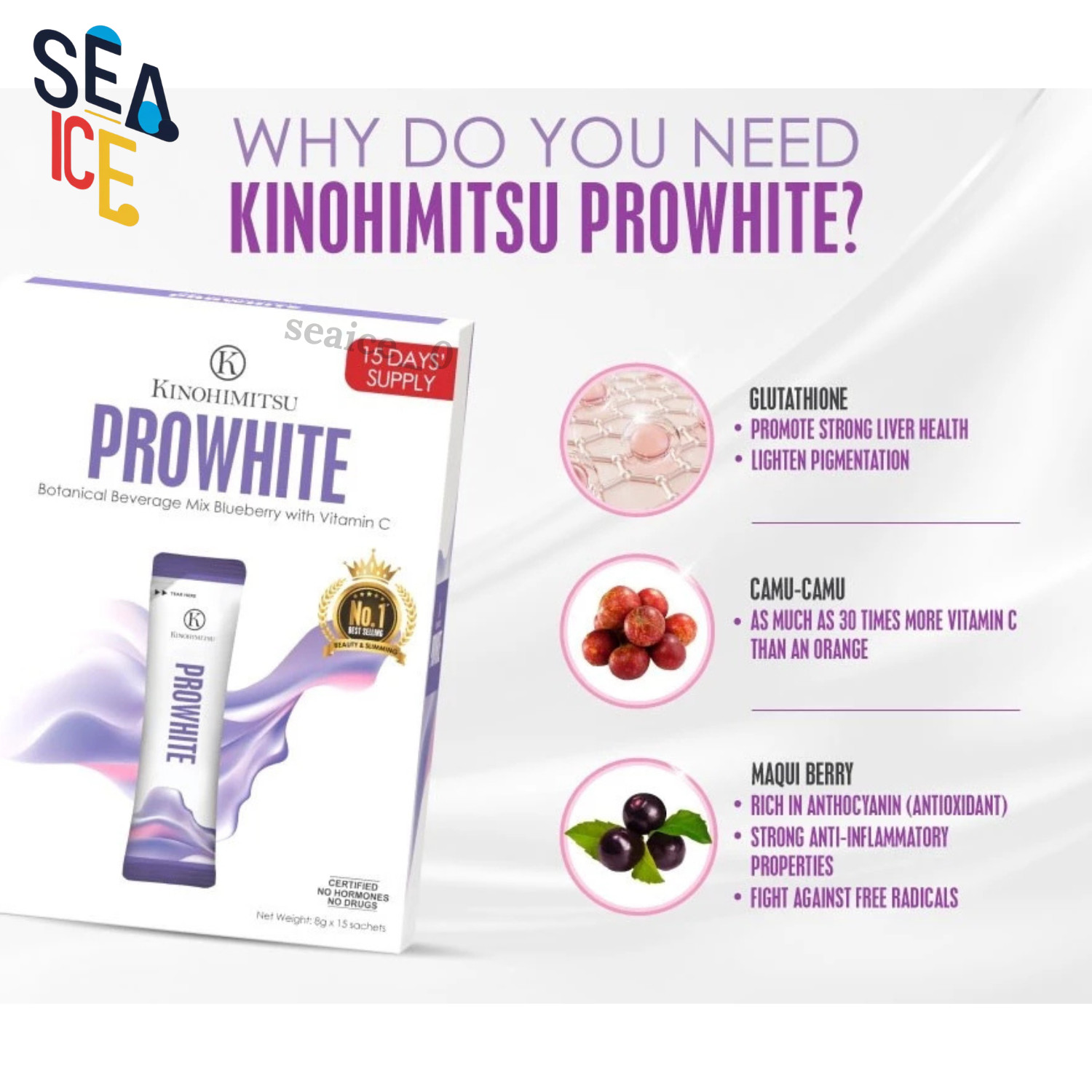 2 Boxes Kinohimitsu ProWhite 8g x 15 Sachets| Skin Brightening Fade Dark Spots