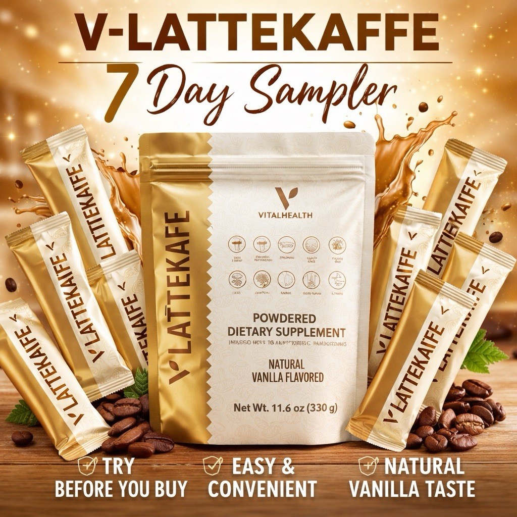 V -Lattekafe Functional Coffee Vitalhealth Dietary Supplement 7 Sachets Sampler