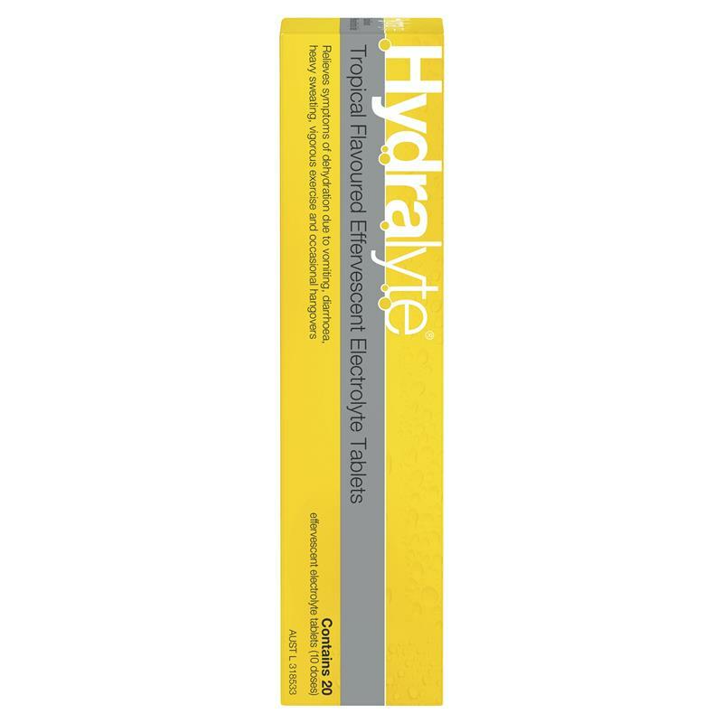 2x Hydralyte Effervescent Electrolyte Tropical Flavor For Dehydration 20 Tablets