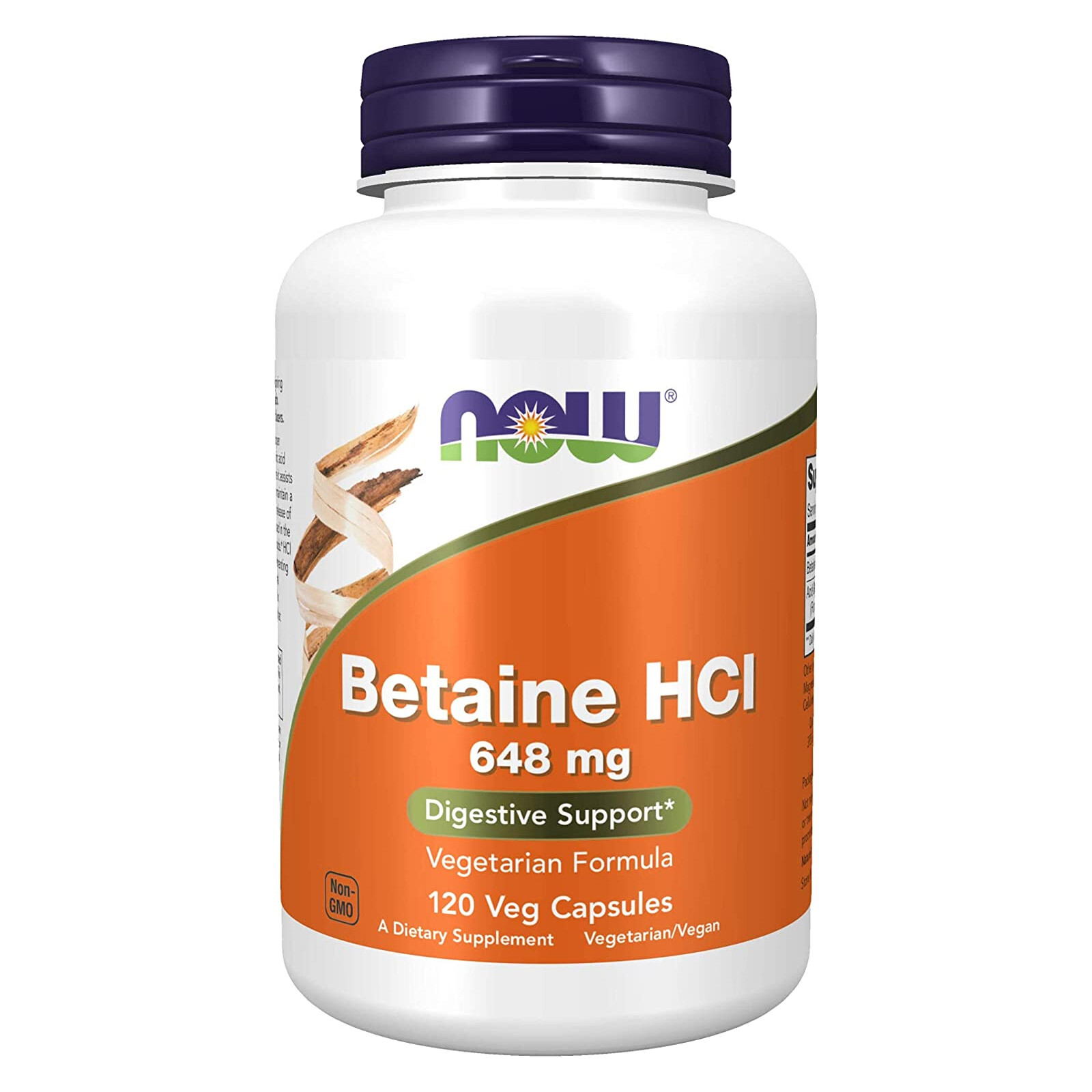 NOW FOODS Betaine HCl 648 mg 120 Veg Capsules