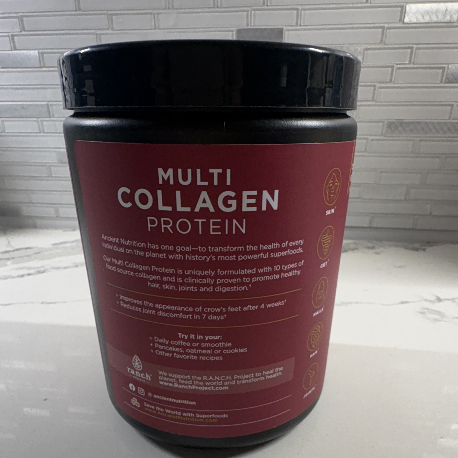 NEW*Ancient Nutrition Multi Collagen Protein Powder Unflavored 14.3 oz Grass-Fed