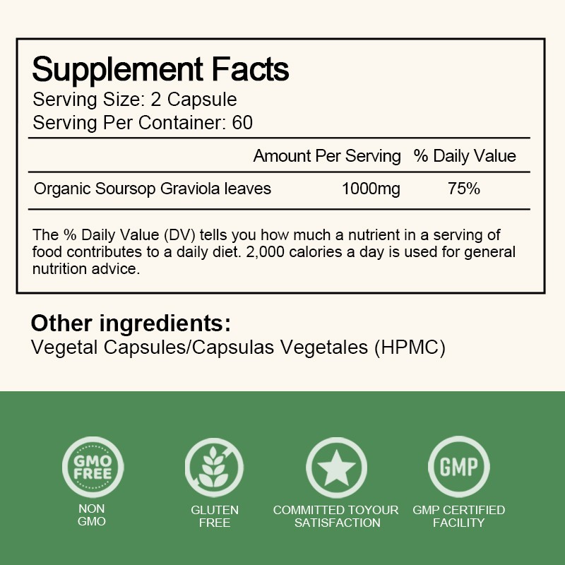 Soursop GRAVIOLA EXTRACT 1000 mg Guanabana Annona Antioxidant 120 Capsules
