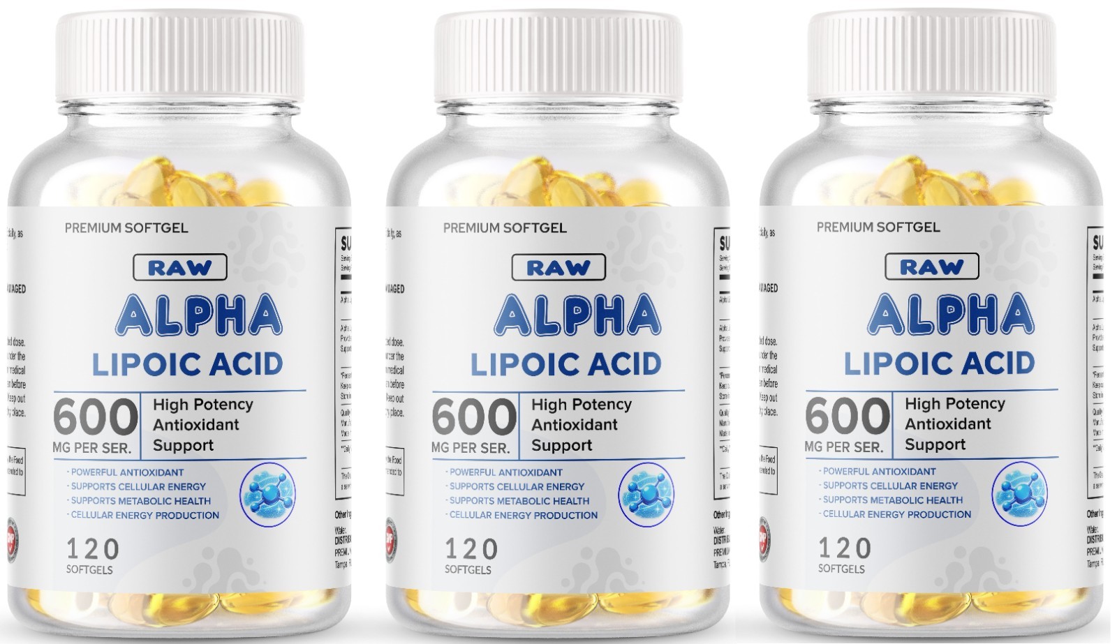 Alpha Lipoic Acid – 600mg Per Serving – 360 Softgels 2 Bottles 120 Each