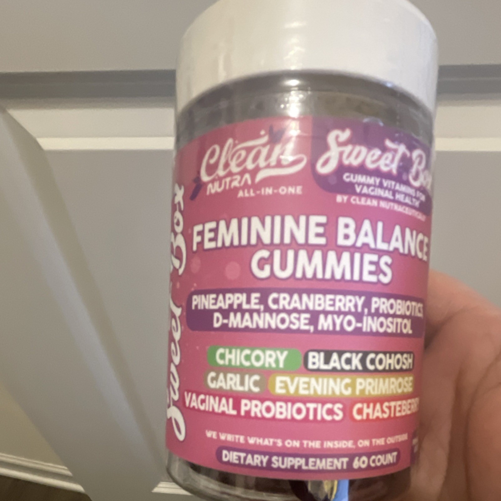 Clean Nutra Feminine Balance Gummies Probiotic Cranberry Pineapple 60 Count