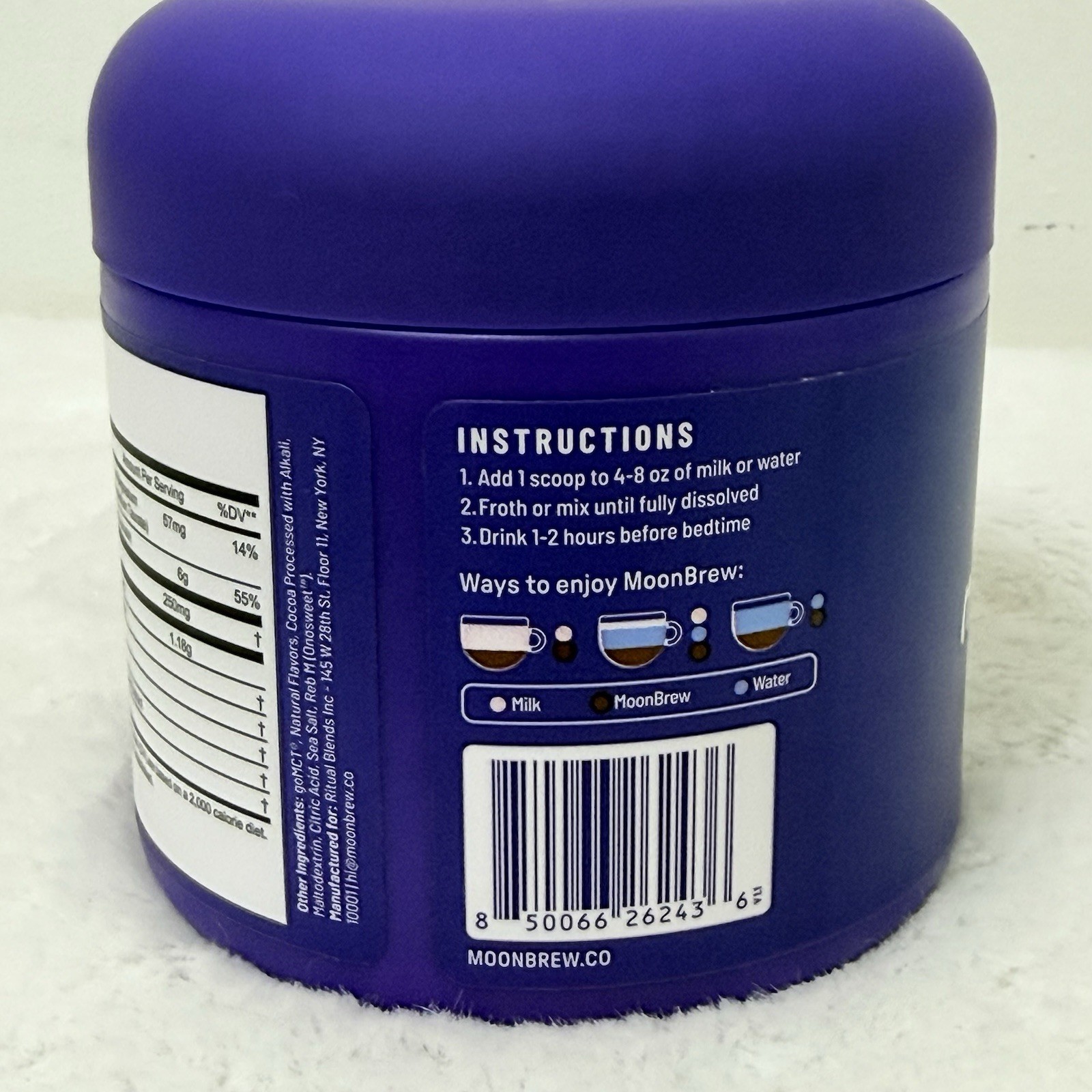 Moonbrew Hot Cocoa Magnesium Sleep Blend No Melatonin 6.7oz 25 Servings 02/28