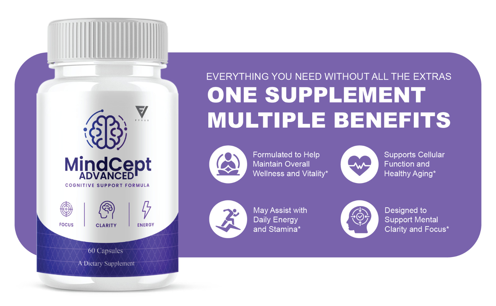Mindcept Advanced Brain Formula, MindCept Supplement (60 Capsules)