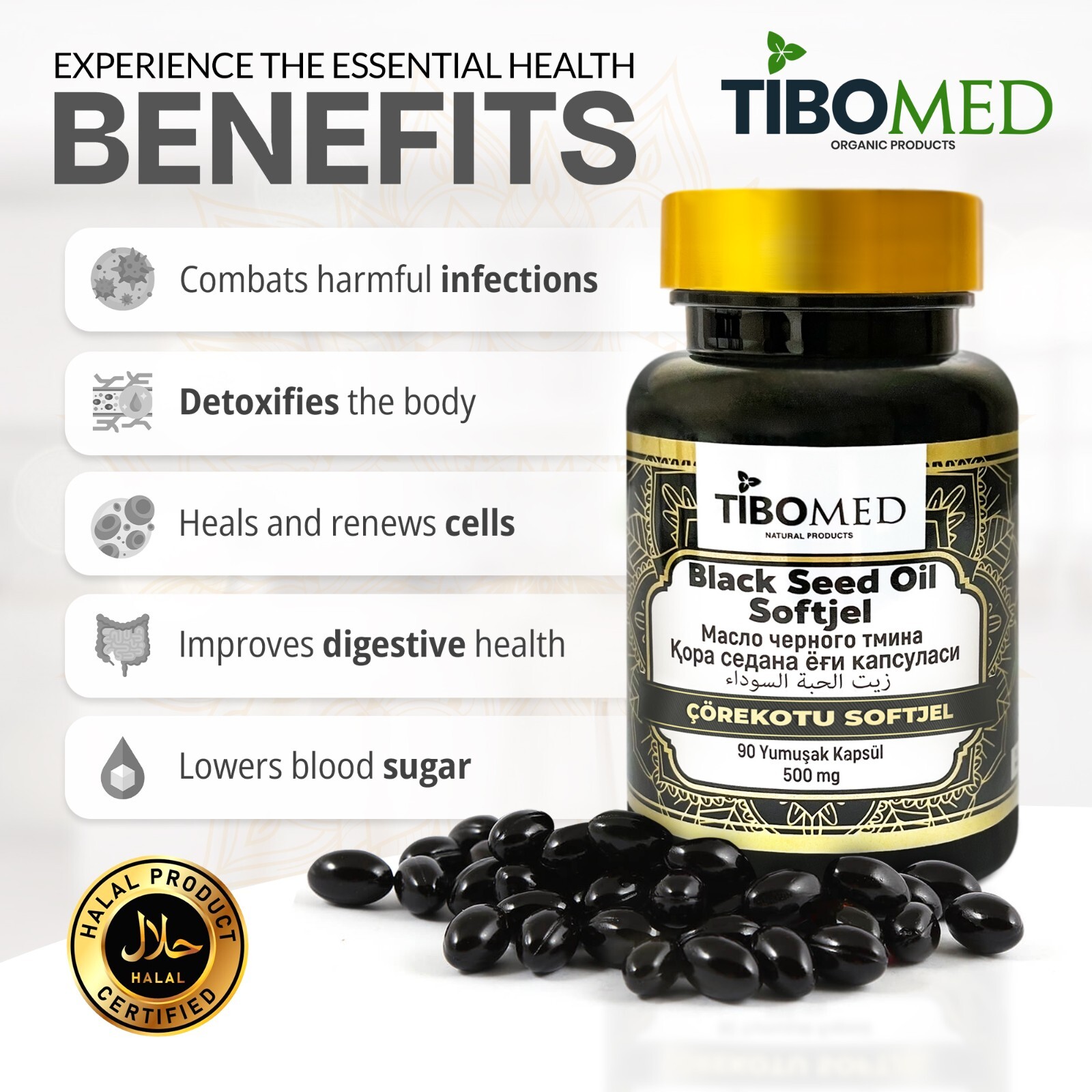 Halal Black Seed Oil 100% Pure Natural Cold Pressed Cumin Nigella Sativa Non GMO