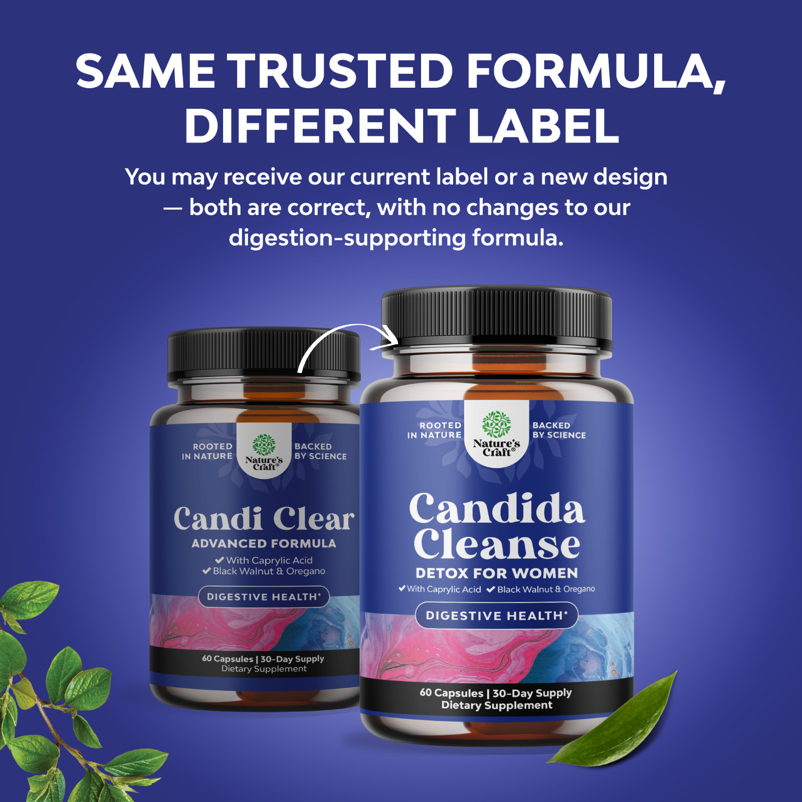 Natures Craft Candi-Clear Body Cleanse Detox for Women with Caprylic Acid 60ct