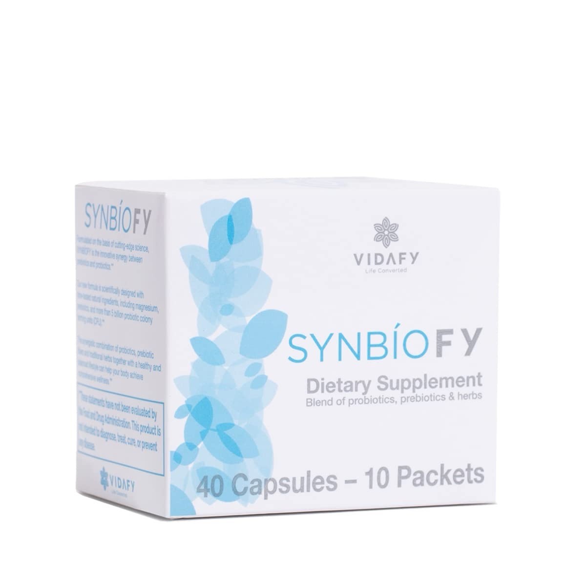 Vidafy Synbiofy Dietary Supplement, Prebiotics & Herbs – 40 Caps Exp 10/2026