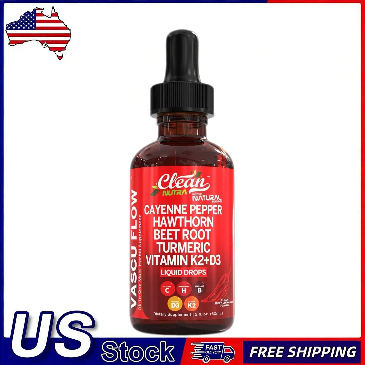 Cayenne Pepper Supplement Liquid Drops + Hawthorn Berry Vitamin D3 K2，Turmeric+