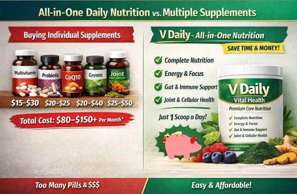 VitalHealth V Daily Lemon Multi-Vitamin Powder, 5.29oz Vital Health EXP: 5/27