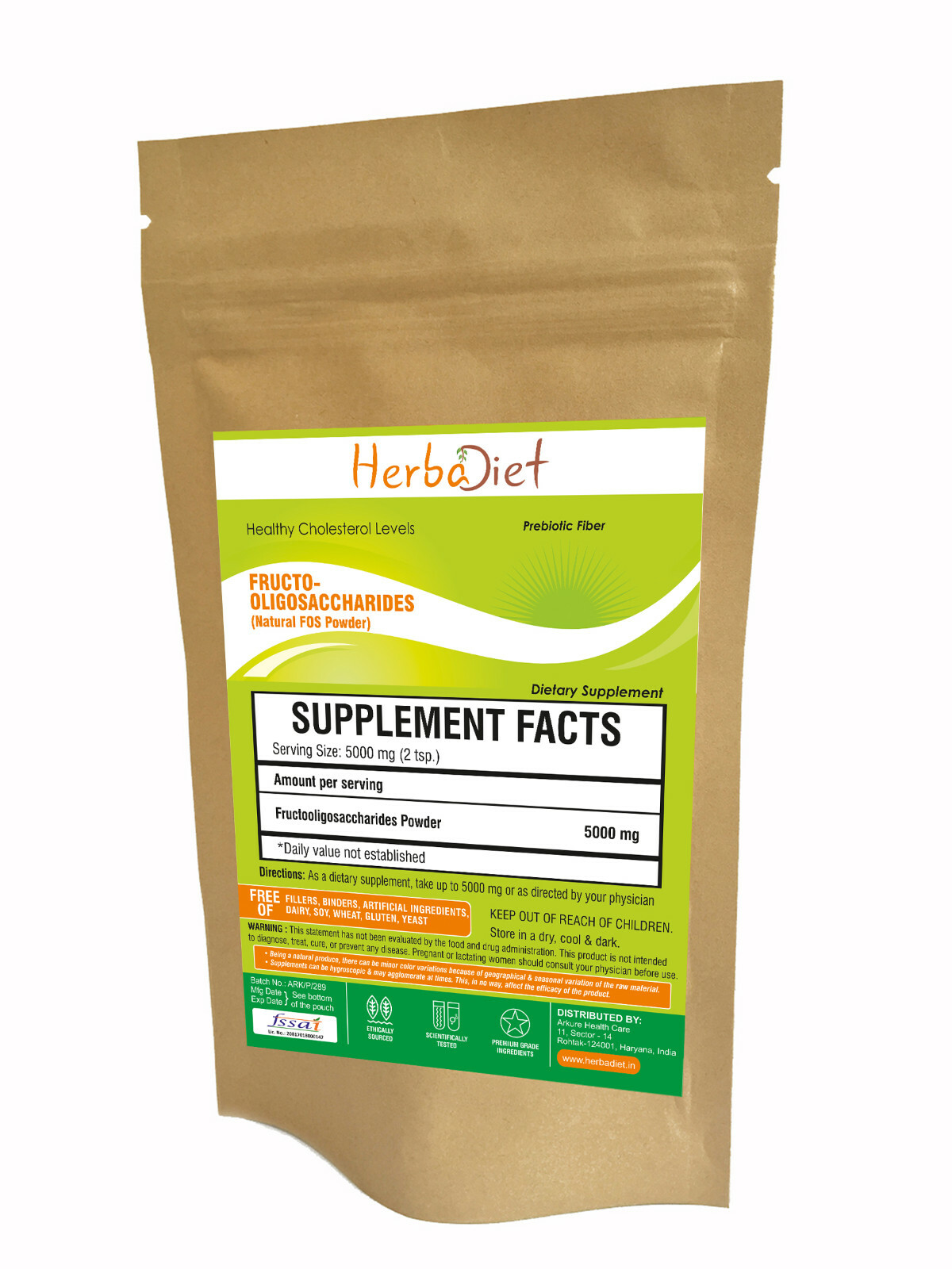 Inulin Powder Prebiotic Fiber Natural Fructo-Oligosaccharide (FOS) Chicory Roots