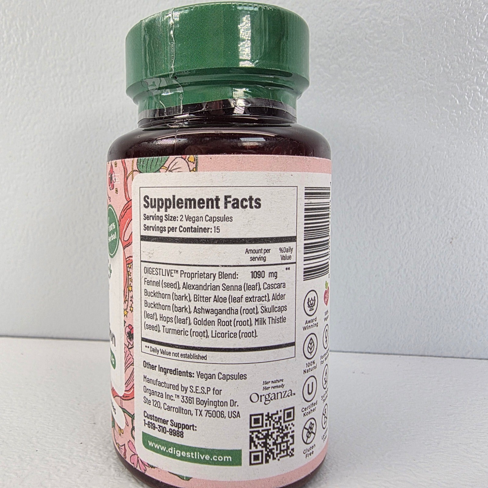 DigestLive+ Post-Op Formula Constipation Relief 30 Vegan Caps Herbal Supplement