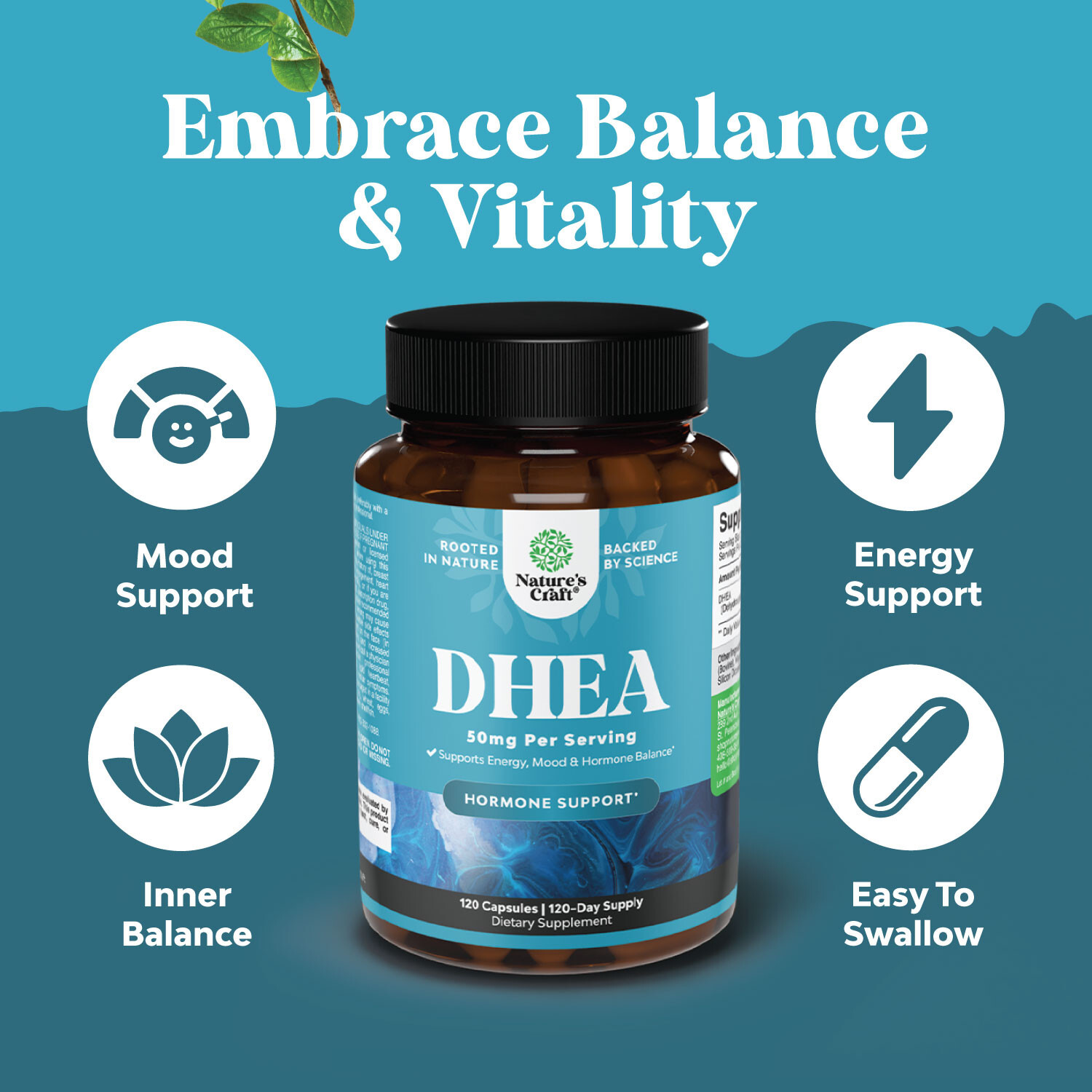 DHEA 50mg for Men and Women High Strength for Enhanced Energy and Hormone 120ct
