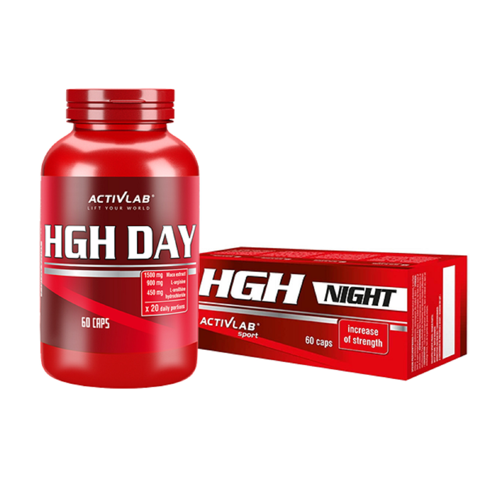 HGHNIGHT + HGHDAY – 60+60 Caps – Natural Muscle Building Testo Booster Endurance
