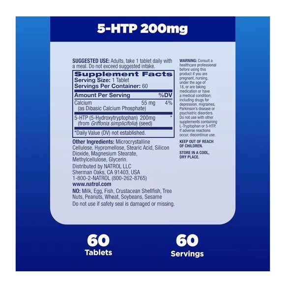 3-Pack 200 mg 60 Time-Release Tablets Natrol Mood + Stress 5-HTP 200mg EXP3/2026