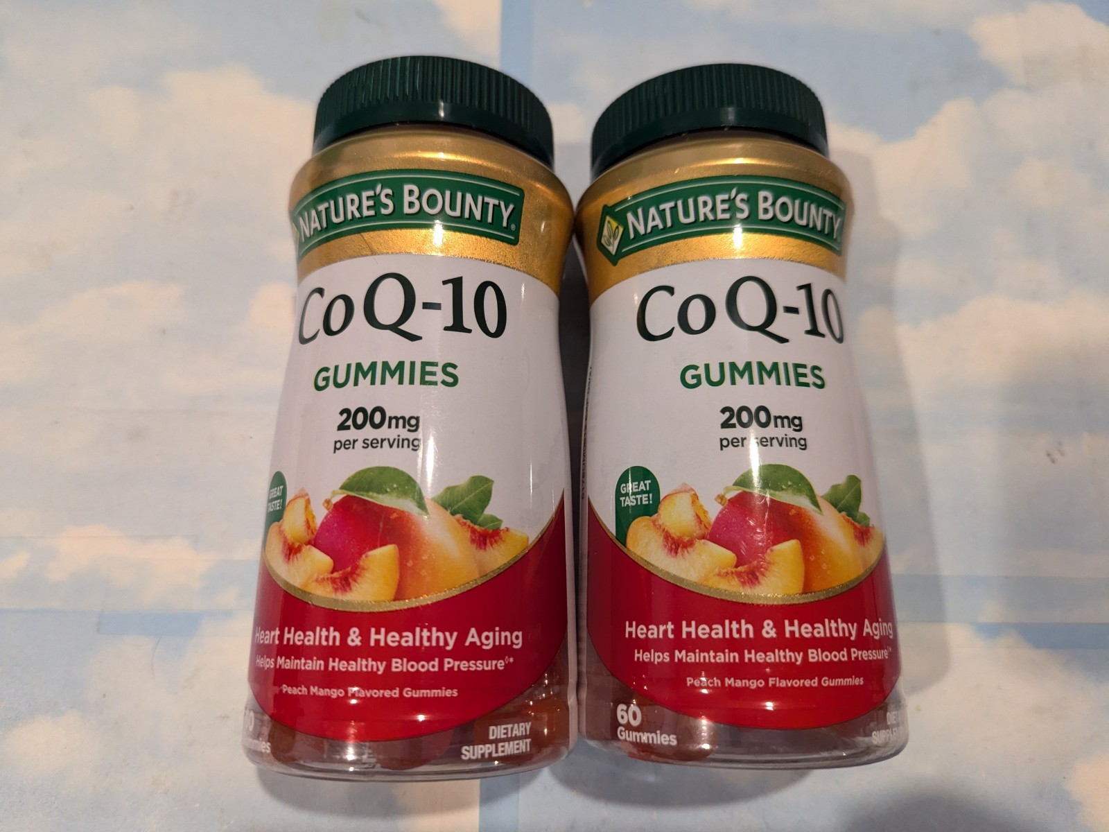 LOT (2) NATURE’S BOUNTY CO Q-10 200MG GUMMIES PEACH MANGO FLAVOR 60 CNT