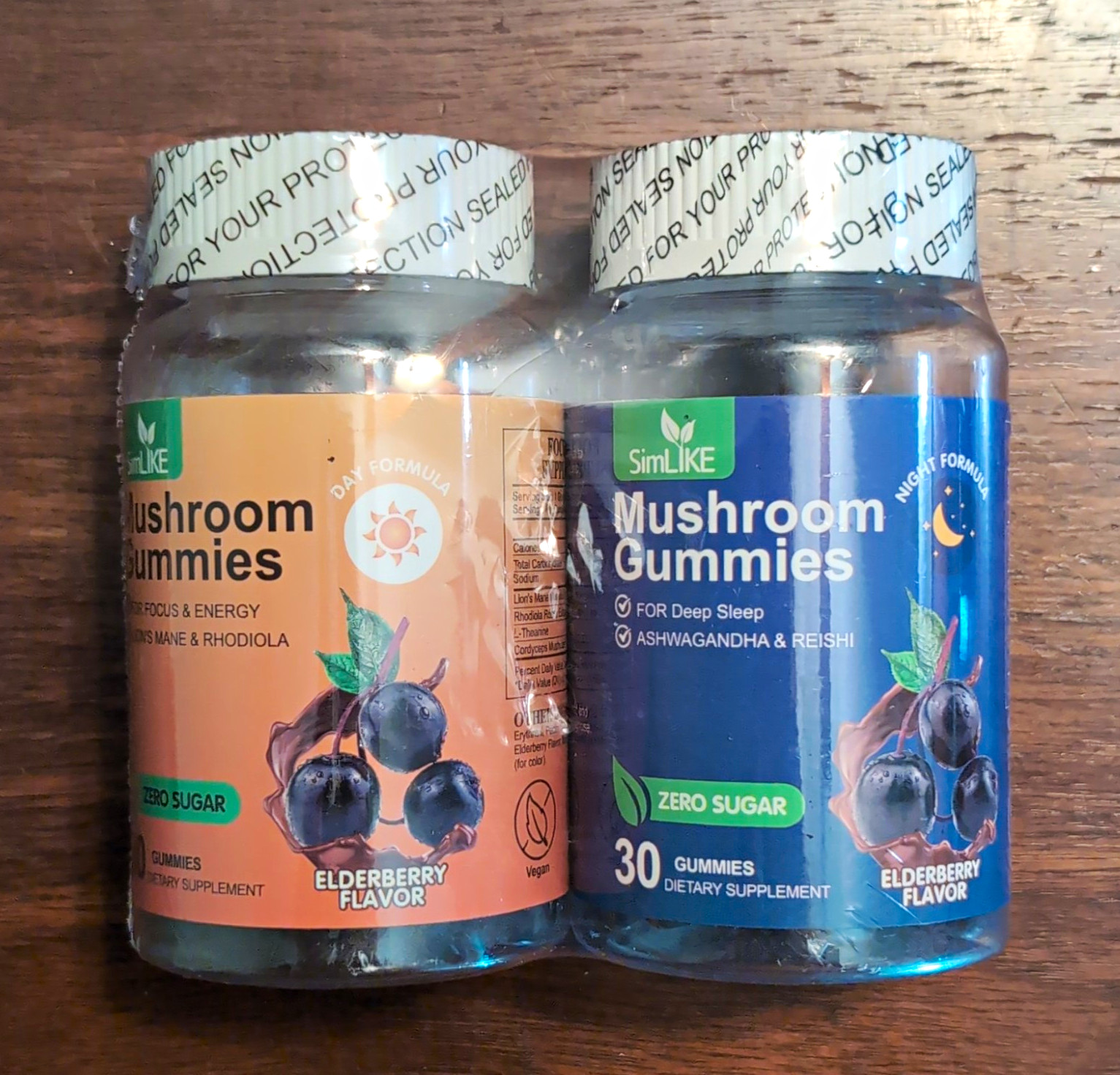SimLIKE Mushroom Gummies Energy + Sleep Support 30ct Zero Sugar Elderberry Exp