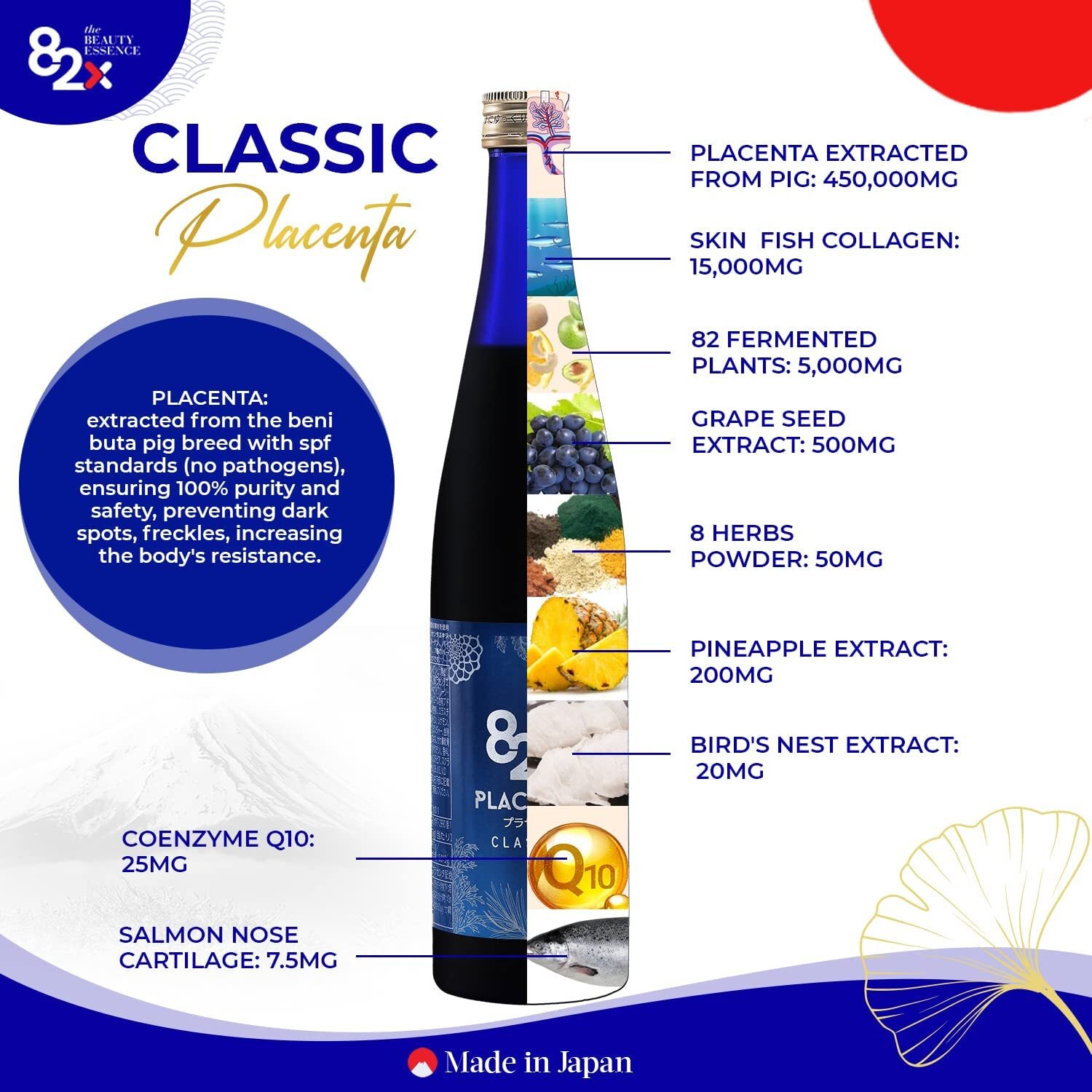 82X Classic Placenta The Original #1 Liquid Marine Collagen Placenta Drink