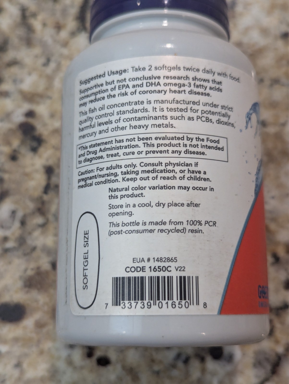 Now Foods Omega-3 Fish Oil 1,000mg 100 softgels exp: 01/2028