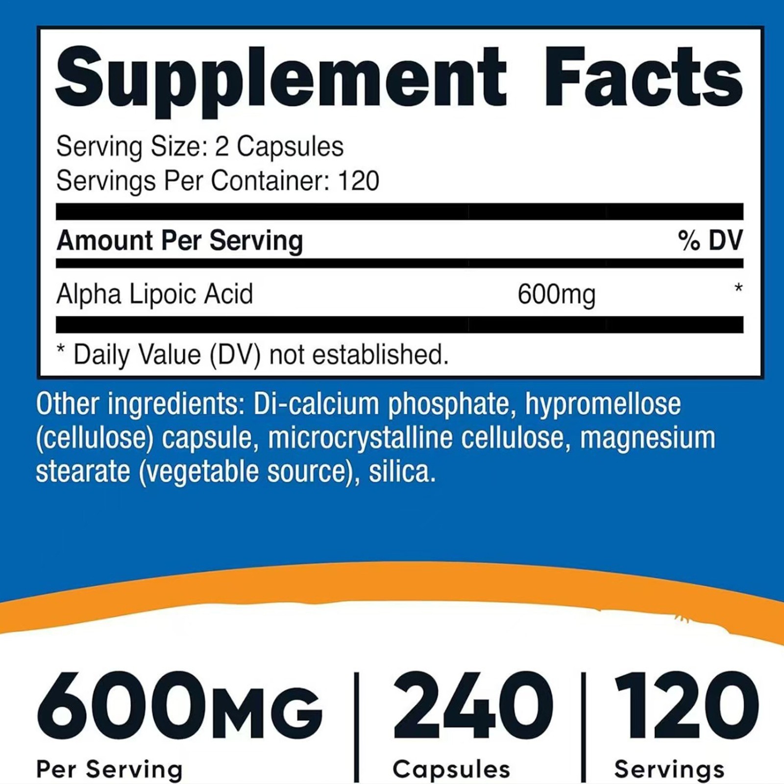 Nutricost Lipoic Acid – 600mg Per Serving – 240 Capsules