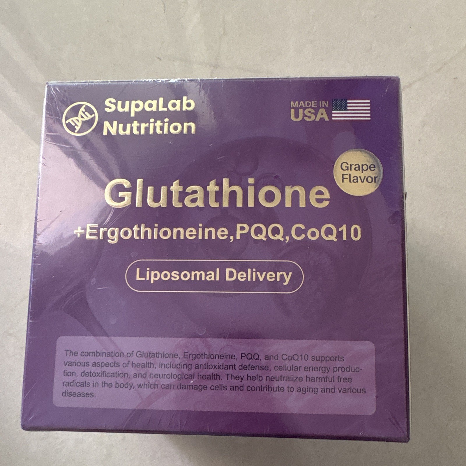 SupaLab Nutrition Liposomal Glutathione PQQ CoQ10 Grape 30 Pouches 500mg