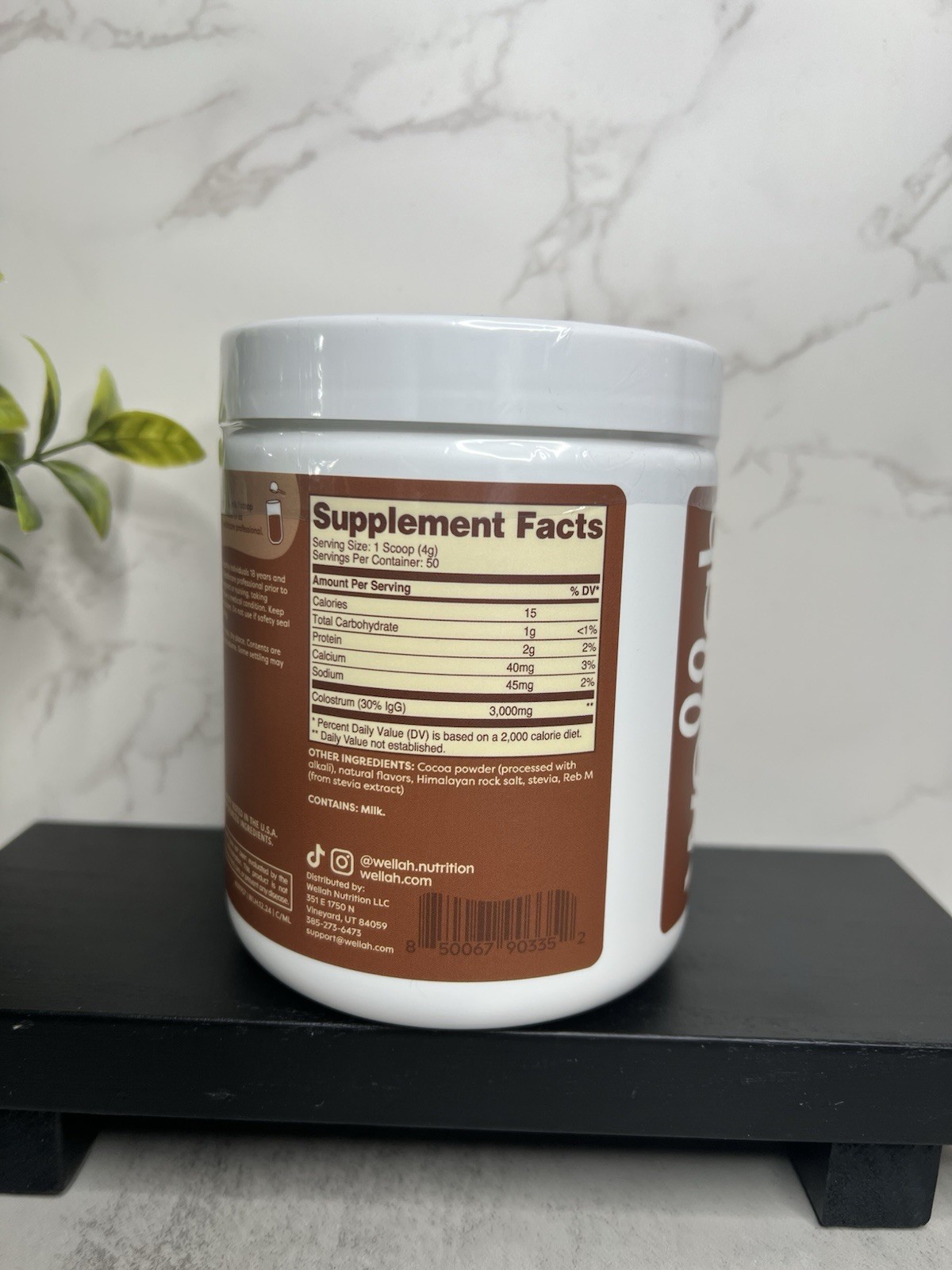 wellah Colostrum Powder Mocha Latte Flavor 6.8oz Dietary Supplement
