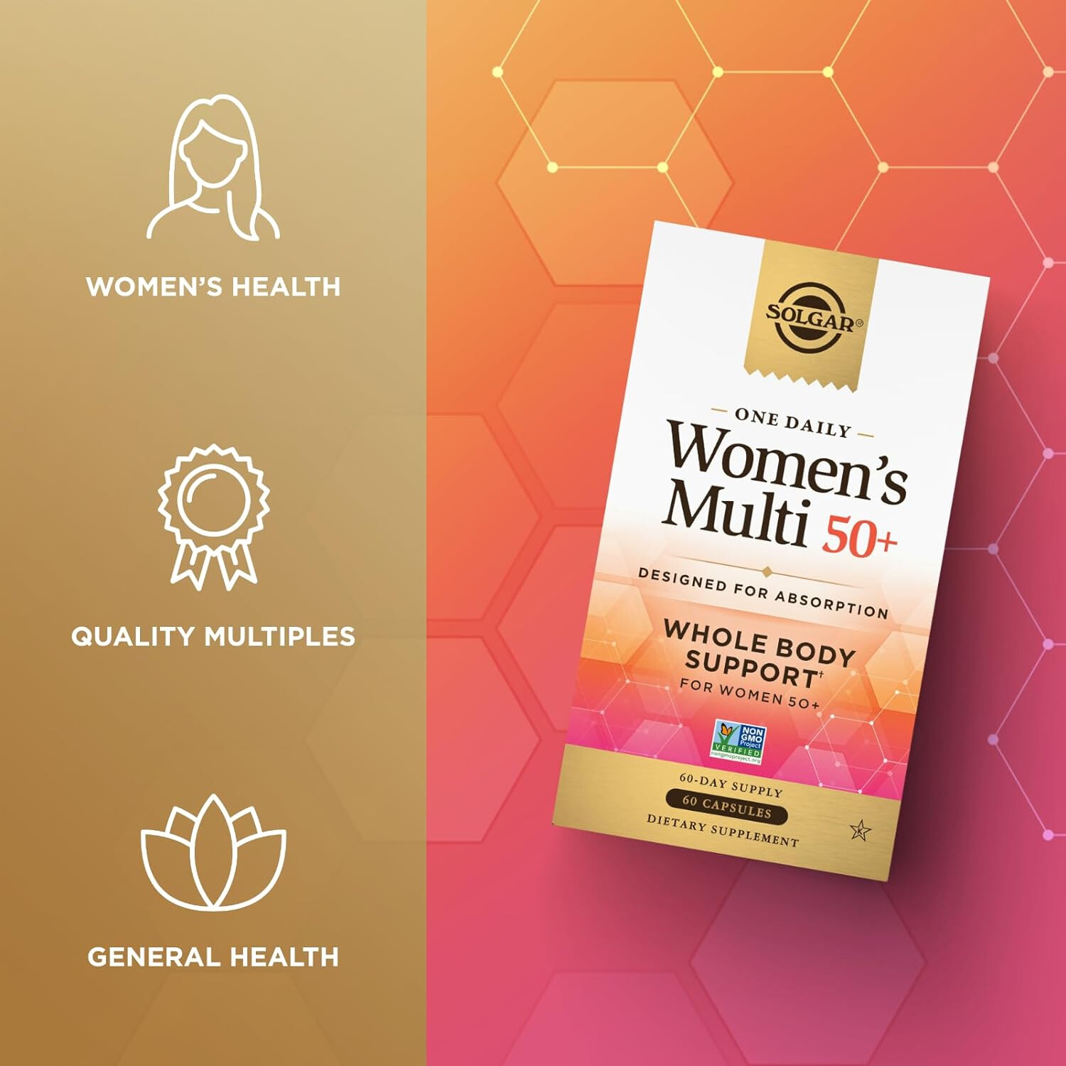 Solgar One Daily,Women’s Multi 50+Whole Body Support4Women 50&Older,60Caps