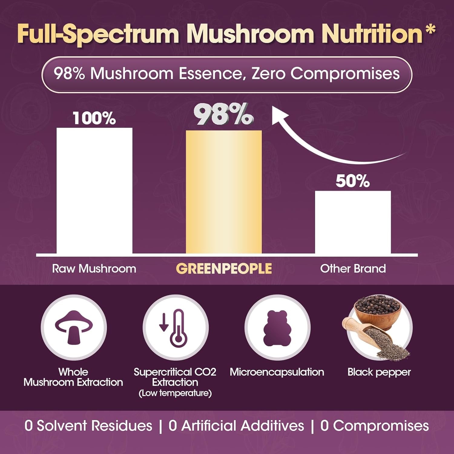 Mushroom Extract Complex Gummies Lions Mane Chaga 2-pack Focus Memory Immunity