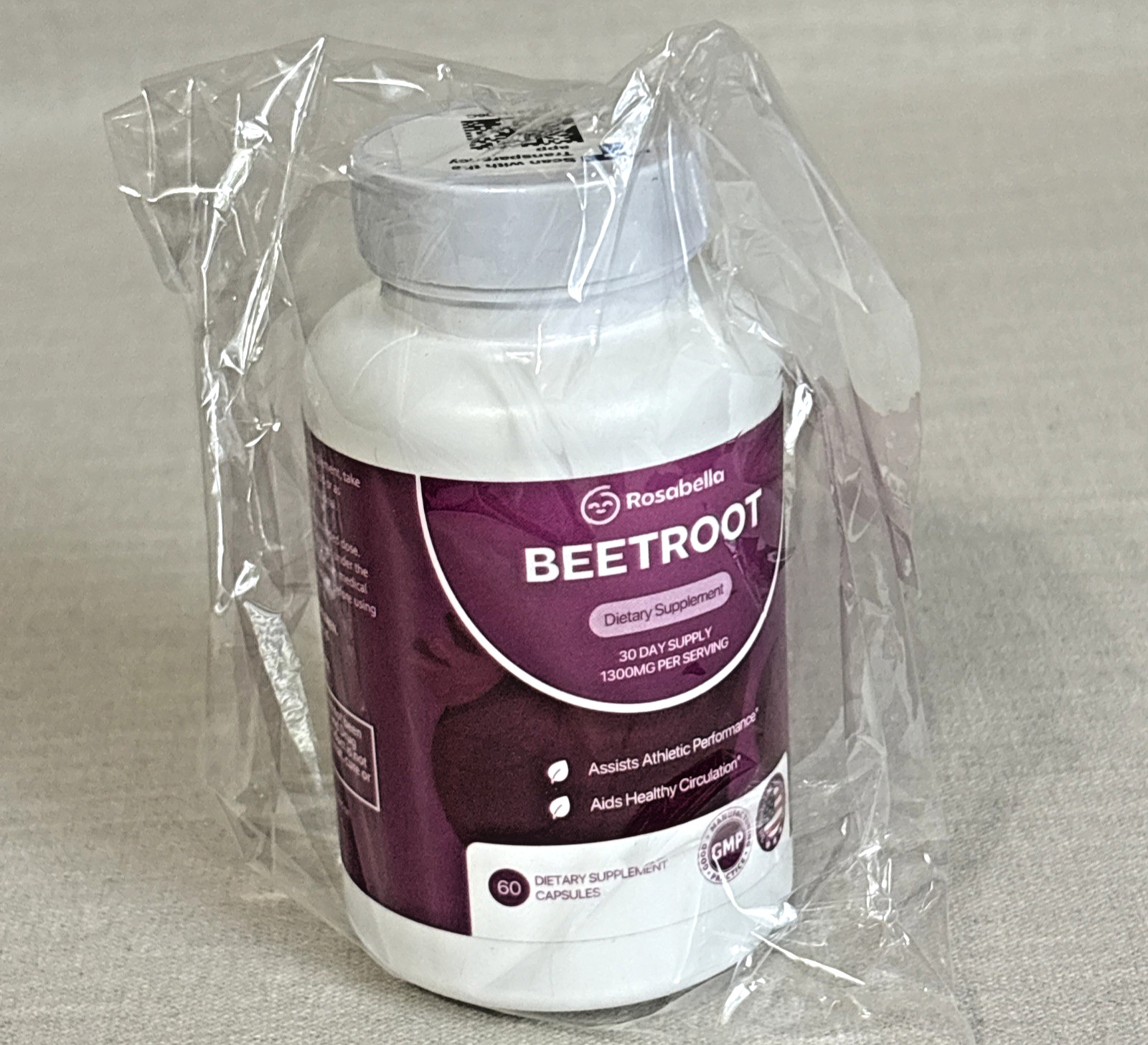 Rosabella Beetroot Dietary Supplement – 1300mg – 30 Day Supply – Exp 01/2028