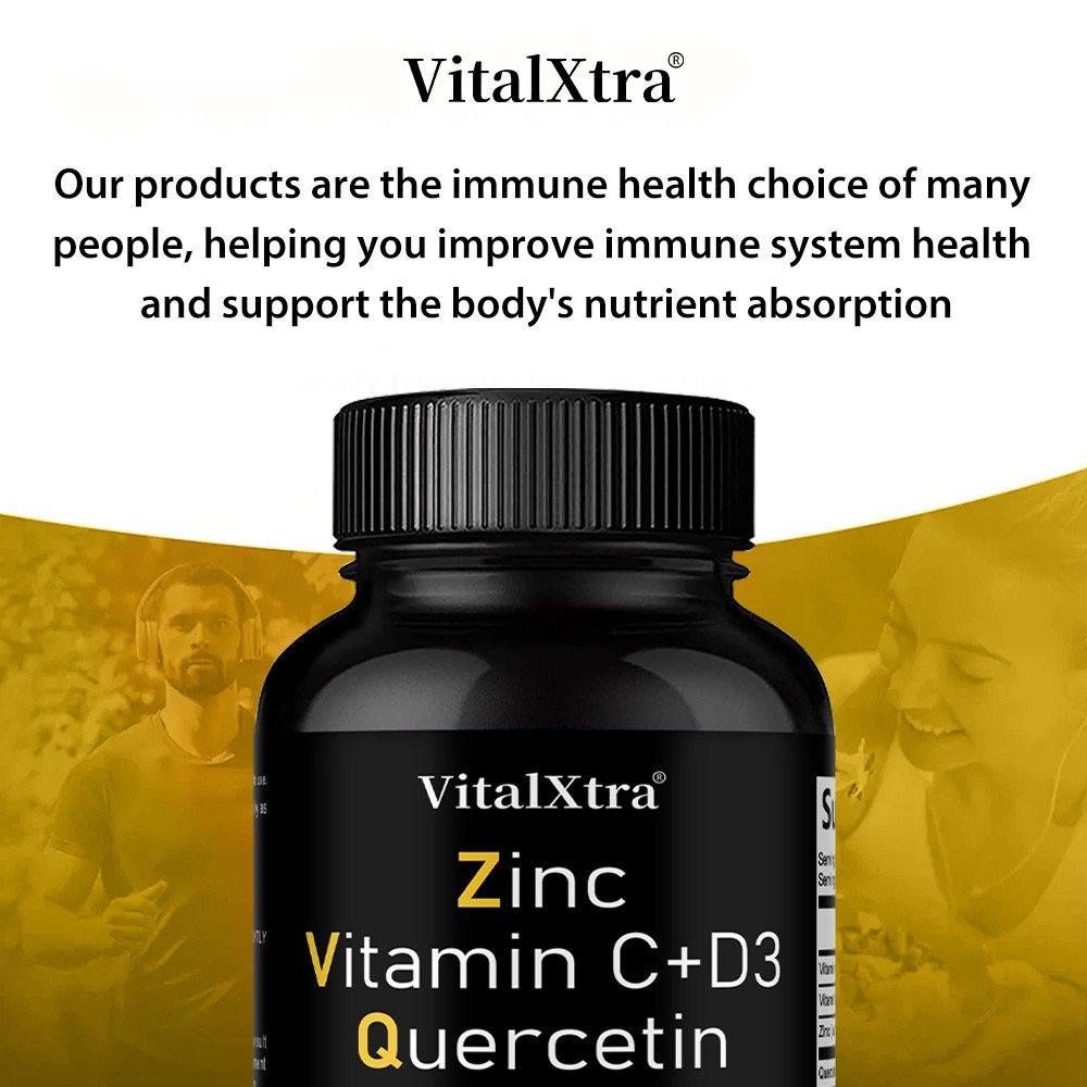Zinc Vitamin C + D3 Quercetin Complex-High Potency Immune Support 30/60/120 Caps